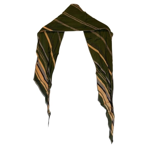 Anne Klein Green Gold Strip Women's Scarf 10"x68" Shear Thin Wrap Scarf - Picture 3 of 12